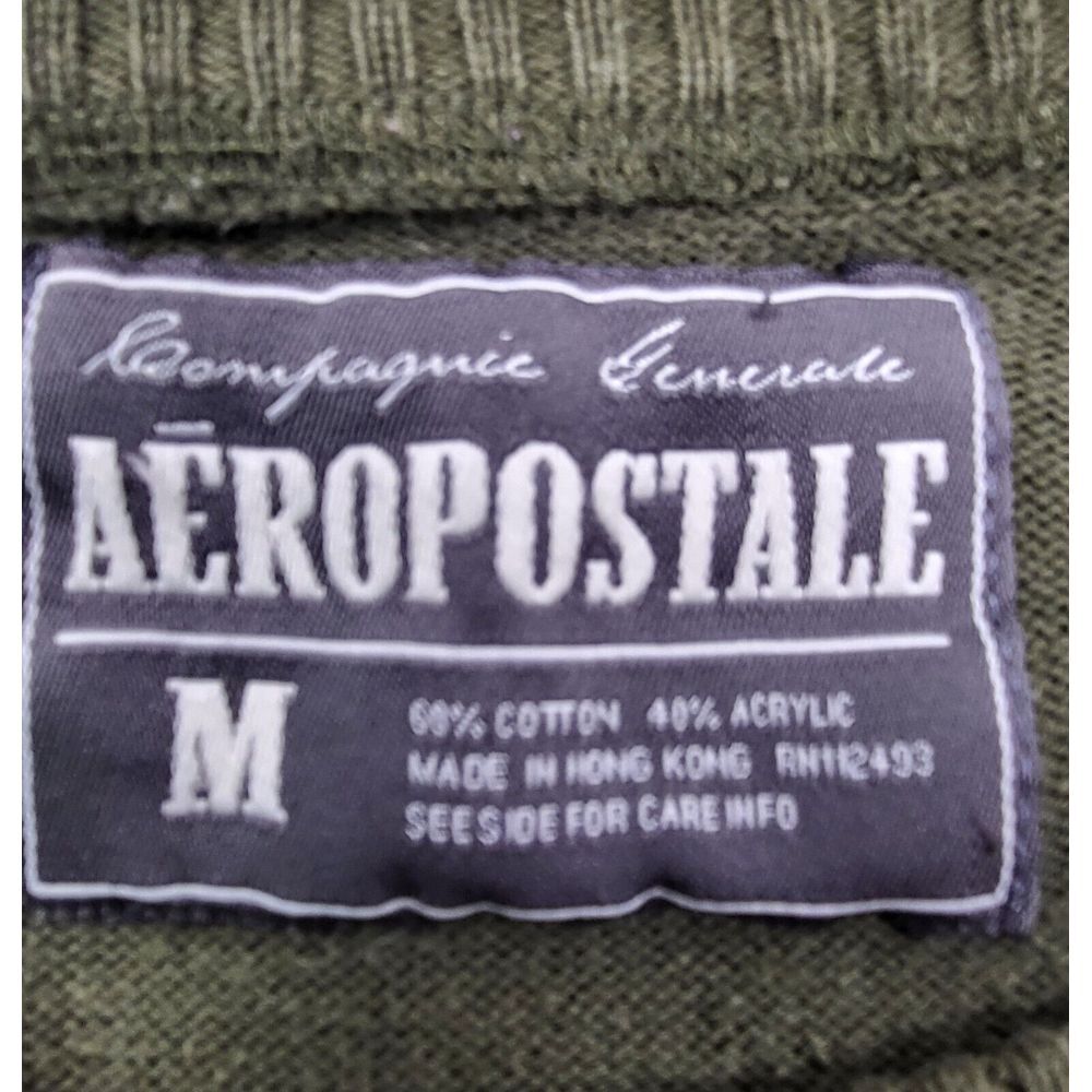 Aeropostale Sweater Mens Medium Long Sleeve Crew Neck Pullover Knit Green - Picture 4 of 6